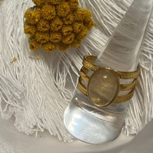 Quartzo Cristal Anel em aço