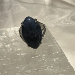 Sodalite Anel em aço