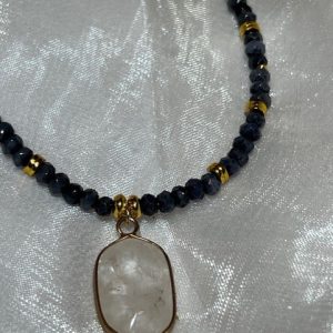 Iolite com pendente Quartzo Cristal Colar