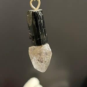 Turmalina Negra com Diamante Herkimer Pendente