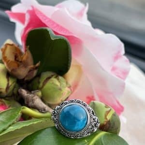 Apatite Azul Anel em aço