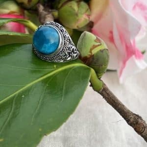 Apatite Azul Anel em aço