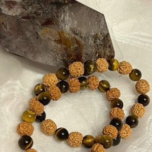 Rudraksha e Olho de Tigre Pulseira