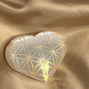 Selenite coração com flor da vida