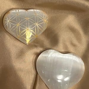 Selenite coração com flor da vida