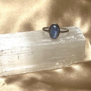 Cianite Azul Anel em prata