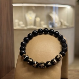 Obsidiana Pulseira com mantras 8mm