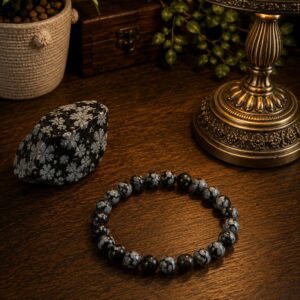 Obsidiana Flocos de Neve Pulseira 8mm